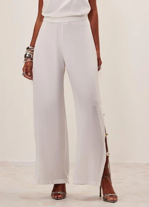 Elegance - Calça com Abertura Lateral Off White - ELEGANCE