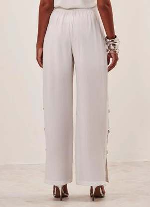 Elegance - Calça com Abertura Lateral Off White - ELEGANCE