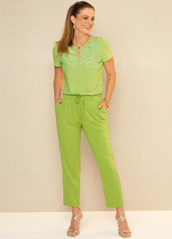 Cativa - Calça de Cintura Alta com Amarração Verde 2