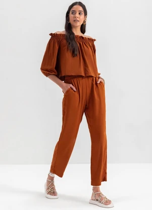 Essendi - Calça de Viscose Feminino  Marrom - ESSENDI