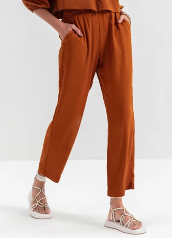 Essendi - Calça de Viscose Feminino  Marrom