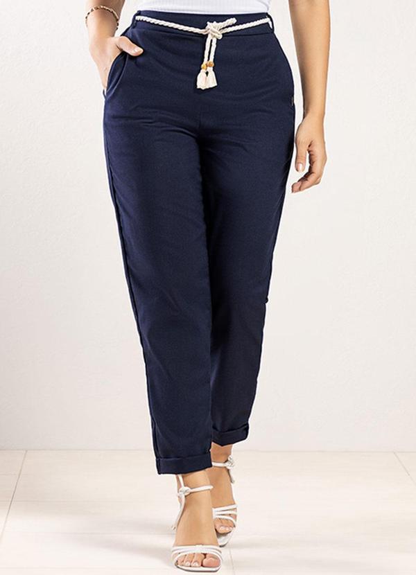 Rezzato - Calça em Linho Estilo Alfaiataria Adulto Azul