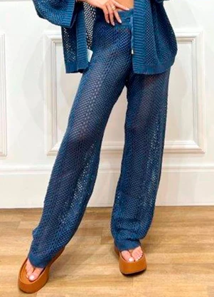 Doce Tom - Calça em Tricot com Forro Azul - DOCE TOM