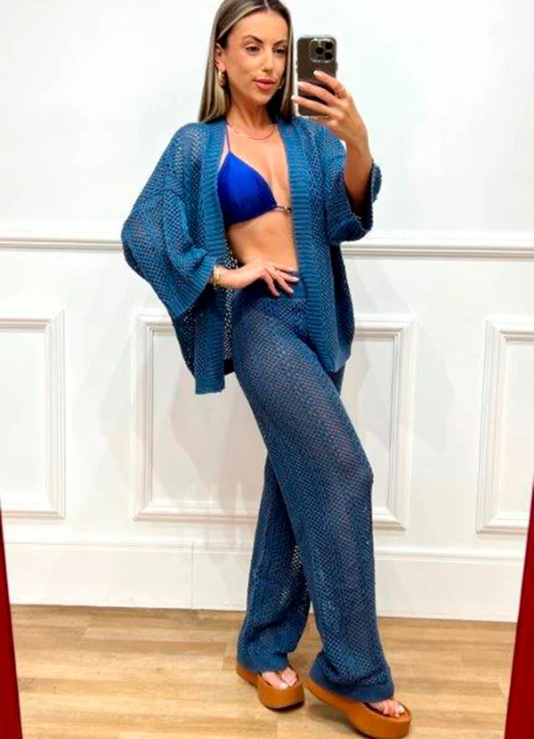 Doce Tom - Calça em Tricot com Forro Azul 3