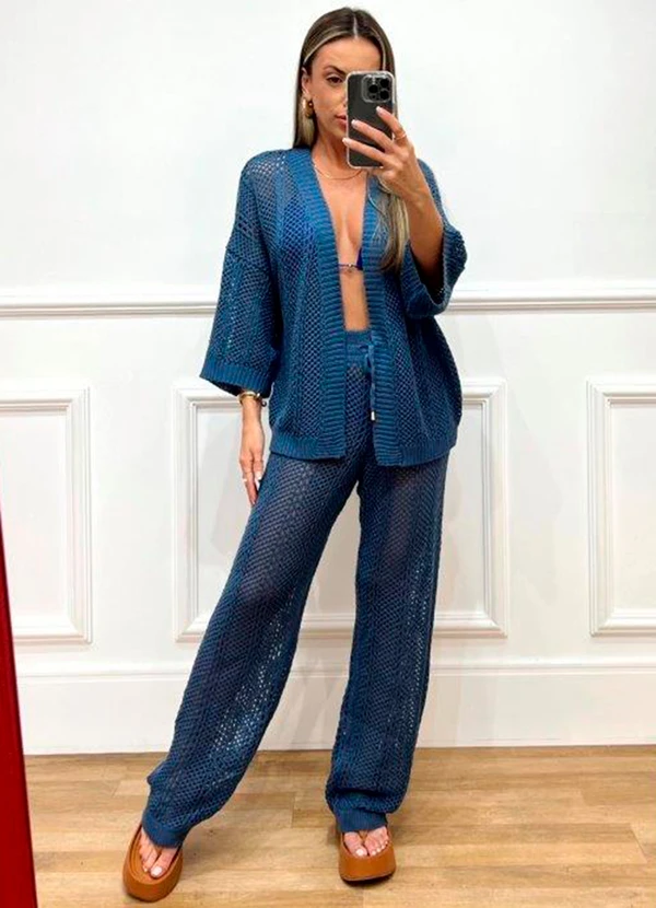 Doce Tom - Calça em Tricot com Forro Azul 6