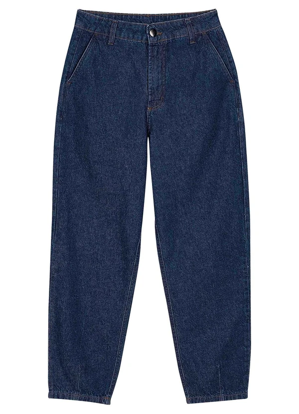 Marialícia - Calça Feminina Balloon Jeans Azul 4