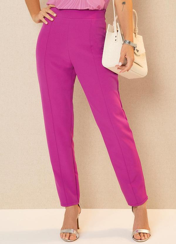 Cativa - Calça Feminina Cintura Alta em Alfaiataria Roxo