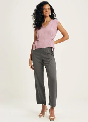 Marialícia - Calça Feminina Clochard com Amarração Cinza - MARIALÍCIA