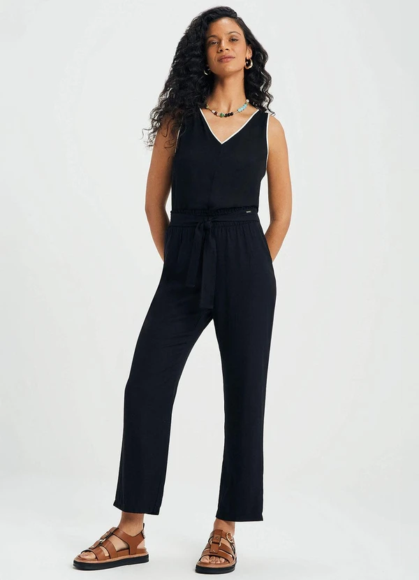 Marialícia - Calça Feminina Clochard com Amarração Preto 2