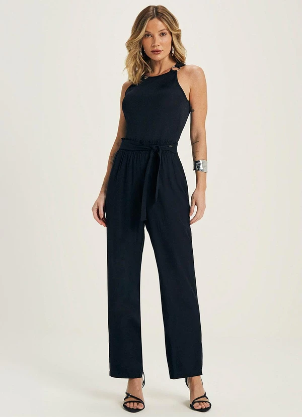 Marialícia - Calça Feminina Clochard com Amarração Preto 3