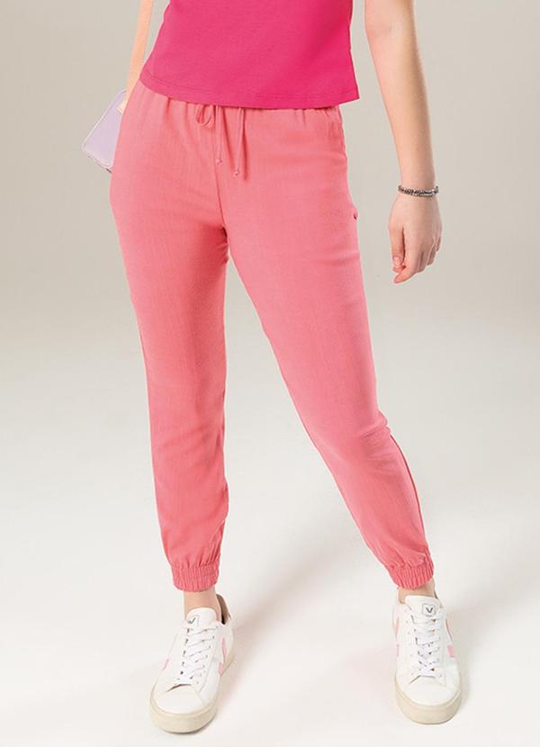 Bjoe - Calça Feminina com Amarração e Punho Rosa