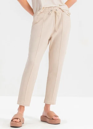 Essendi - Calça Feminina em Moletom  Bege - ESSENDI