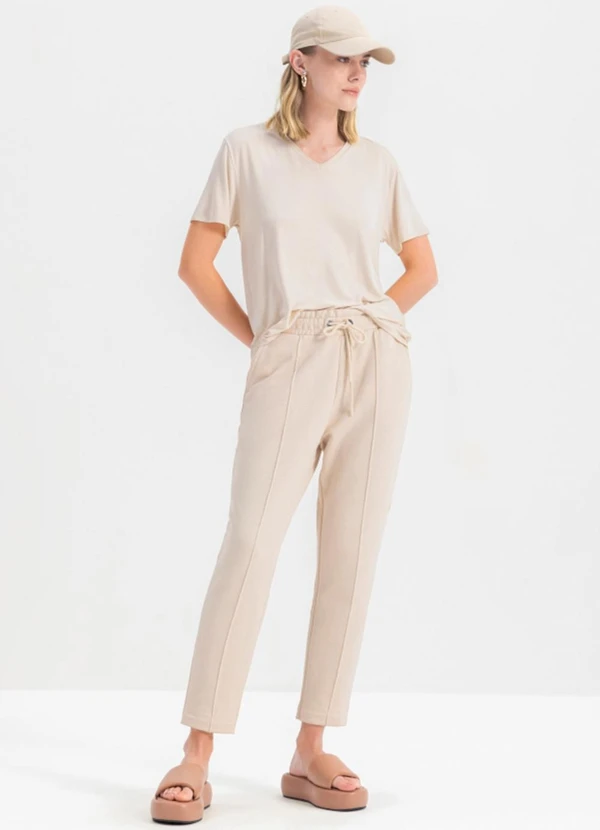 Essendi - Calça Feminina em Moletom  Bege 2