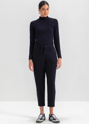 Essendi - Calça Feminina em Moletom  Preto - ESSENDI