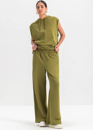 Essendi - Calça Feminina em Moletom  Verde - ESSENDI