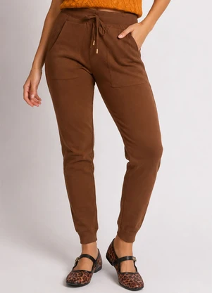 Doce Tom - Calça Feminina em Tricô com Cordão Marrom - DOCE TOM