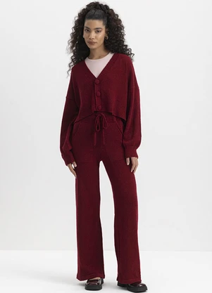 Essendi - Calça Feminina em Tricot Bordô - ESSENDI