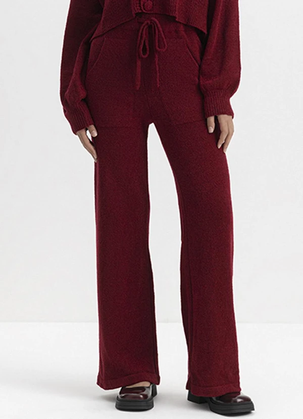 Essendi - Calça Feminina em Tricot Bordô