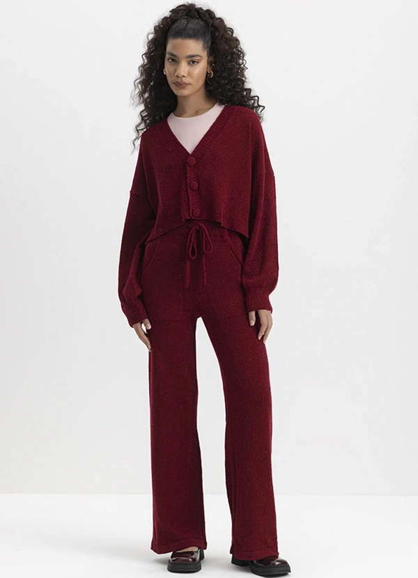 Essendi - Calça Feminina em Tricot Bordô 2