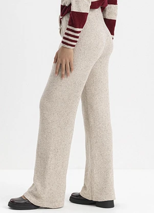 Essendi - Calça Feminina em Tricot Natural - ESSENDI