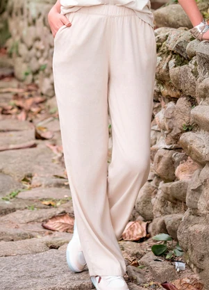 Hiatto Confecção - Calça Feminina Linho Bege - HIATTO CONFECÇÃO