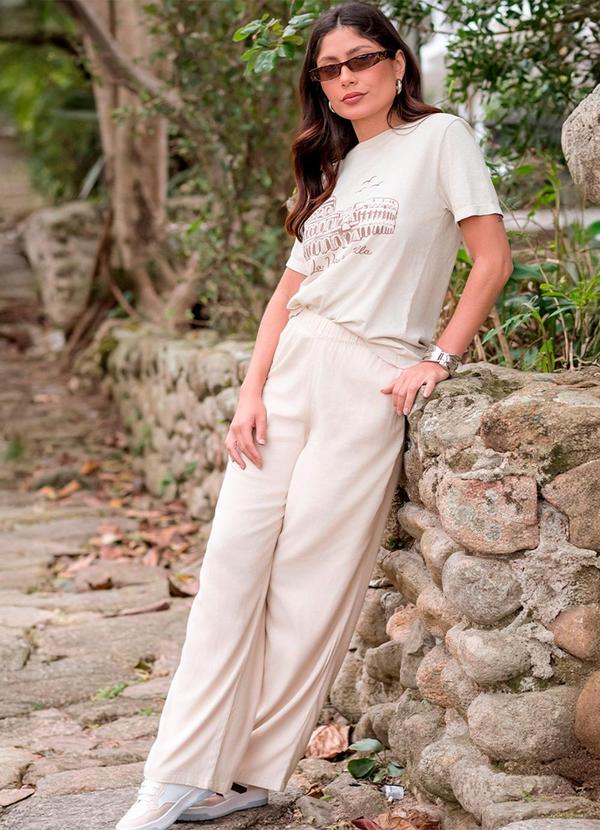 Hiatto Confecção - Calça Feminina Linho Bege
