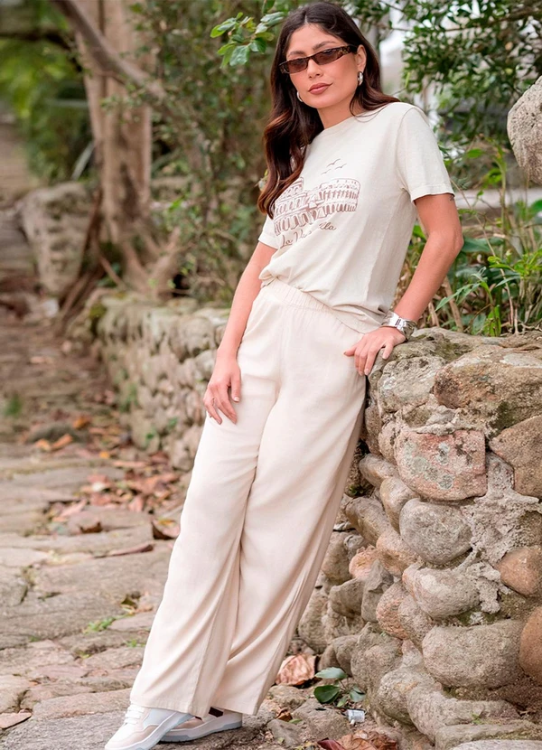 Hiatto Confecção - Calça Feminina Linho Bege 1