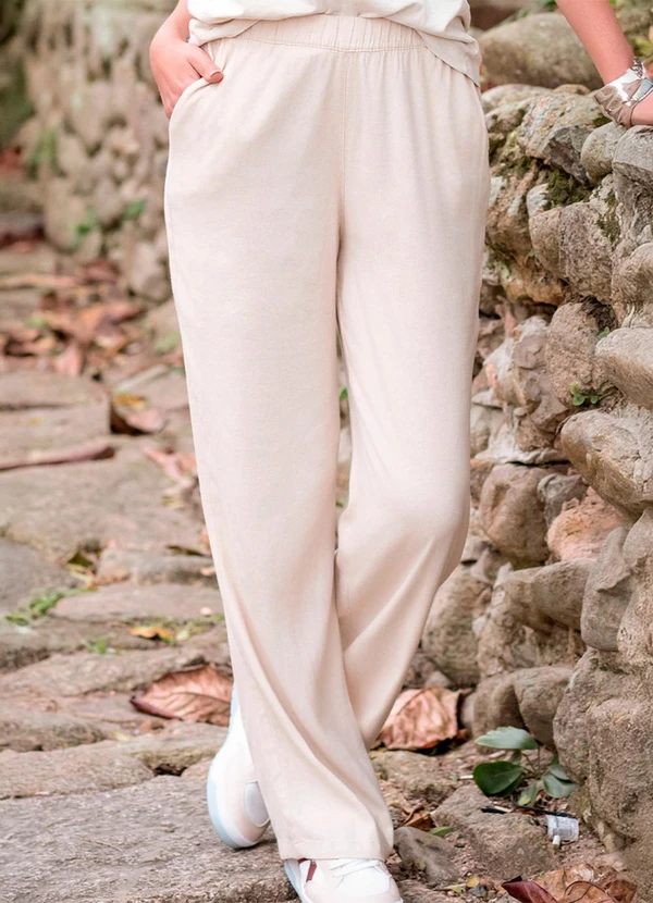 Hiatto Confecção - Calça Feminina Linho Bege 2
