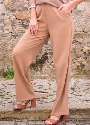 Hiatto Confecção - Calça Feminina Linho Marrom - HIATTO CONFECÇÃO