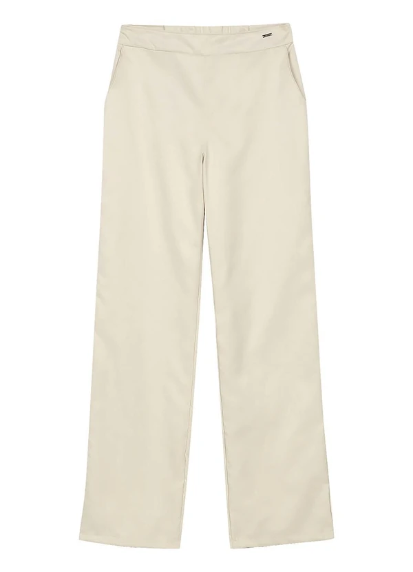 Marialícia - Calça Feminina Reta com Bolsos Bege 4