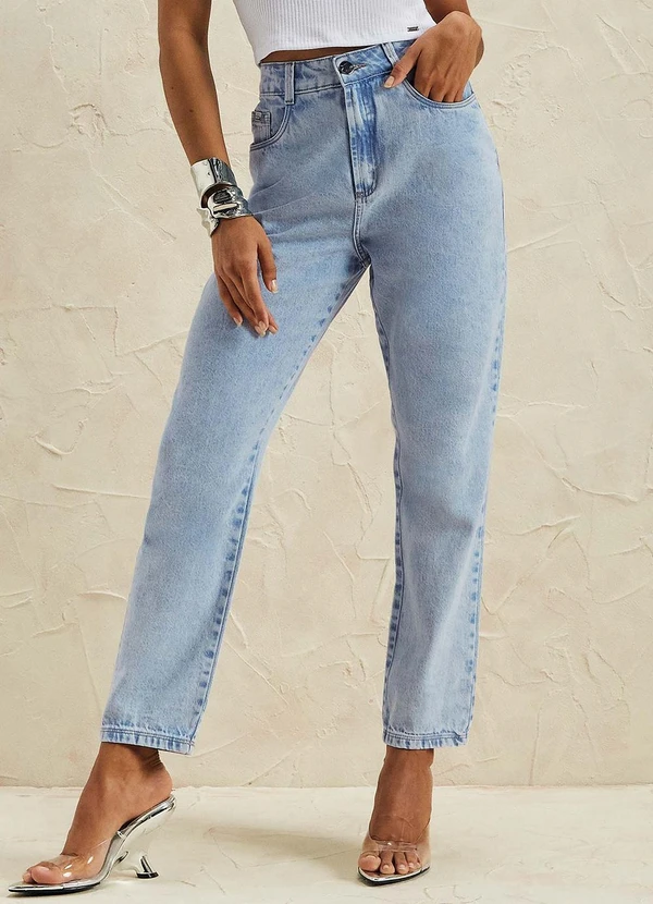 Marialícia - Calça Feminina Slouchy Jeans Azul