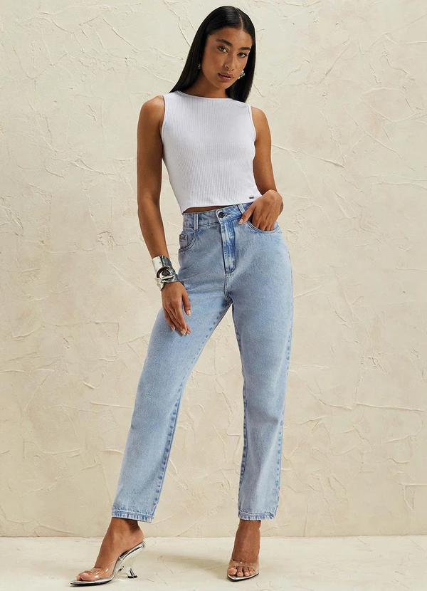 Marialícia - Calça Feminina Slouchy Jeans Azul 2