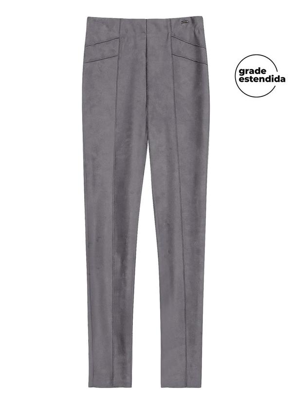 Marialícia - Calça Feminina Suede com Recortes Cinza 1