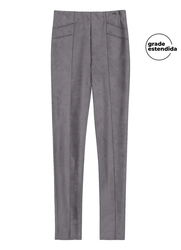 Marialícia - Calça Feminina Suede com Recortes Cinza