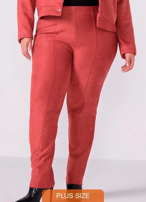 Marialícia - Calça Feminina Suede com Recortes Rosa - MARIALÍCIA