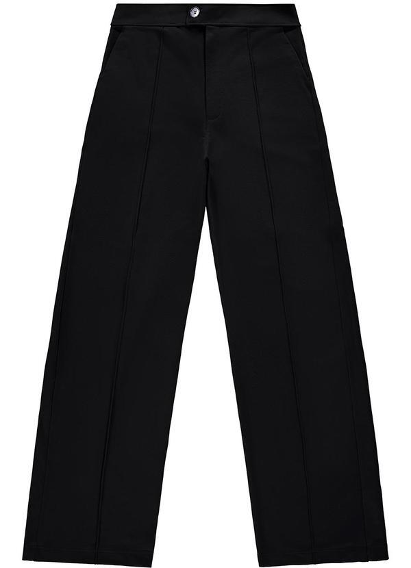 Enfim - Calça Feminina Wide Leg em Moletom Preto