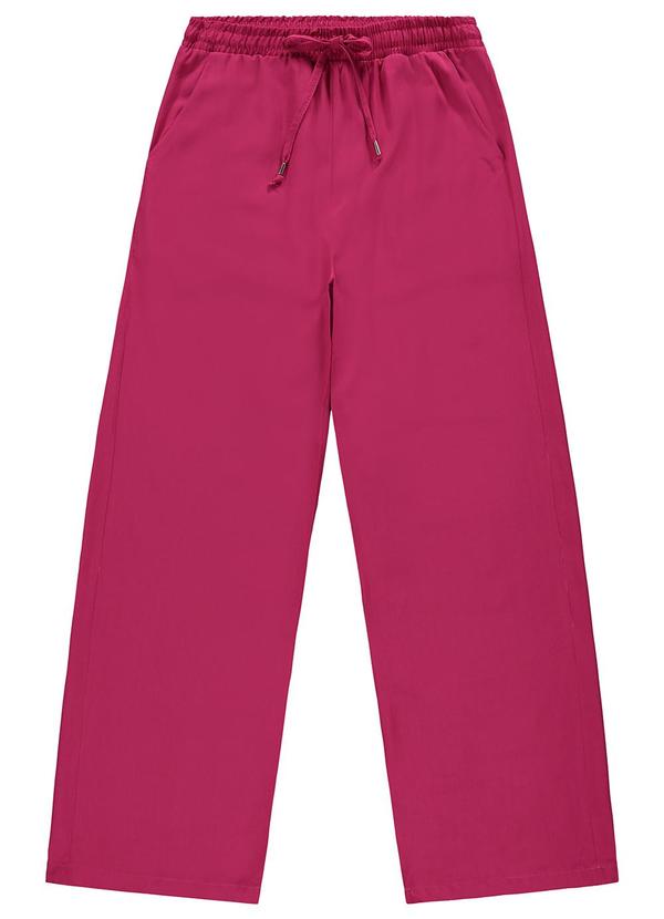 Enfim - Calça Feminina Wide Leg em Viscose Rosa 