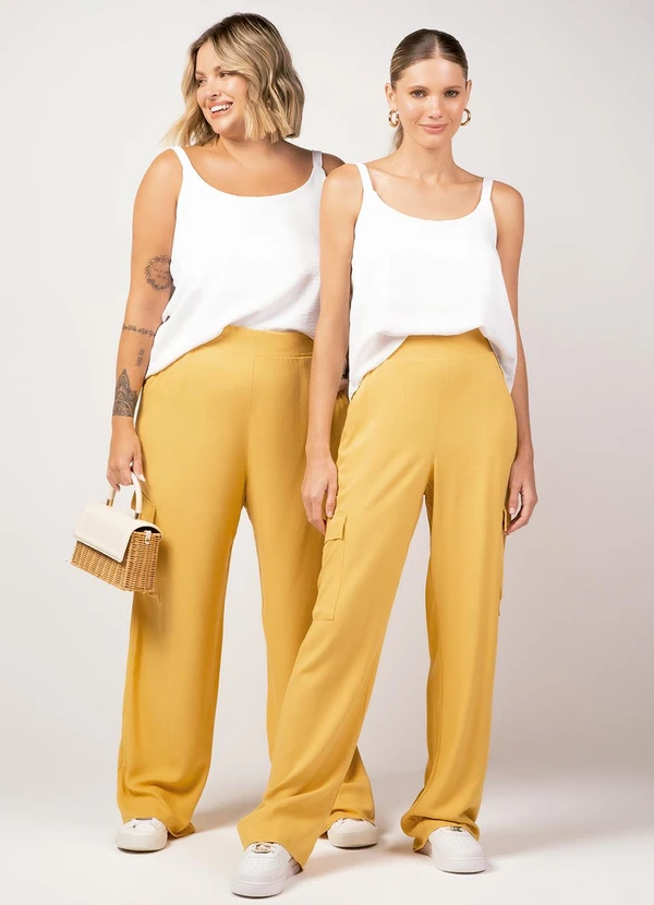 Marialícia - Calça Feminino Adulto Amarelo 4