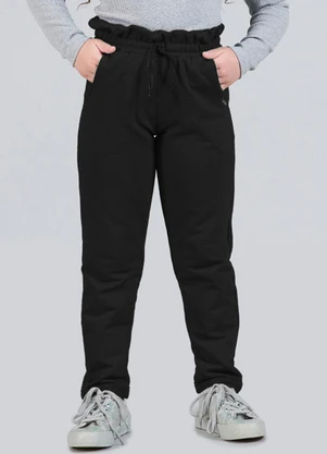 Soft Bonni - Calça Infantil Menina Moletinho Clochard Preto - SOFT BONNI