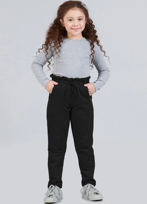 Soft Bonni - Calça Infantil Menina Moletinho Clochard Preto - SOFT BONNI
