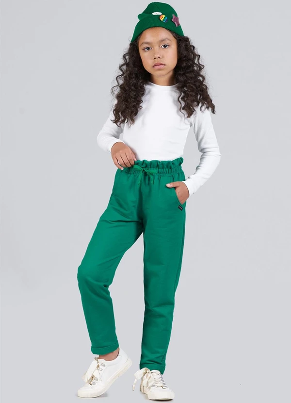 Soft Bonni - Calça Infantil Menina Moletinho Clochard Verde 2