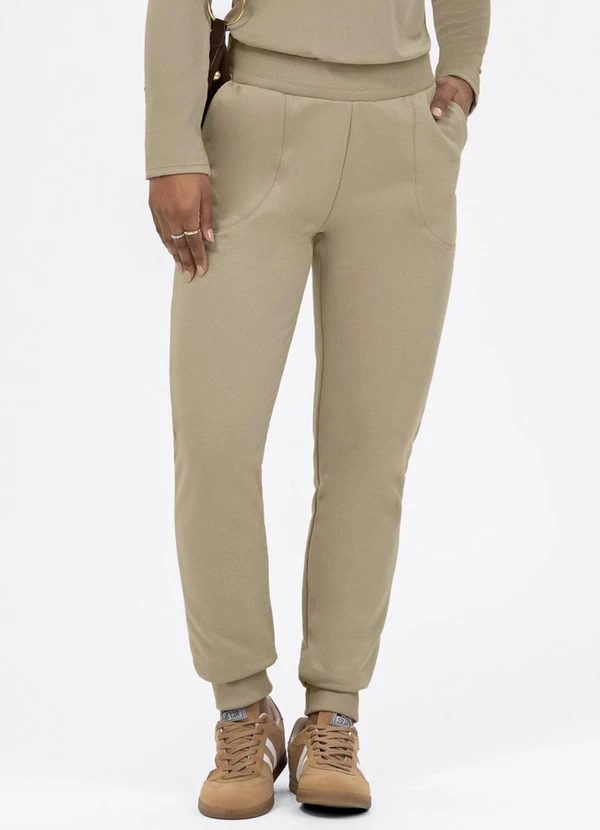 Habana - Calça Jogger em Moletom Peluciado Marrom