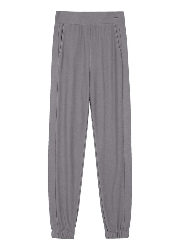 Marialícia - Calça Jogger Feminina Canelada com Bolsos Cinza 3