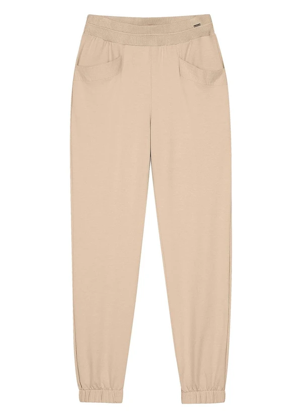 Marialícia - Calça Jogger Feminina com Bolsos Bege 4