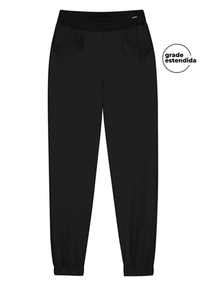 Marialícia - Calça Jogger Feminina com Bolsos Preto - MARIALÍCIA