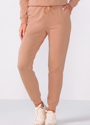 Calça Jogger Molecotton com Bolsos Marrom Marialicia