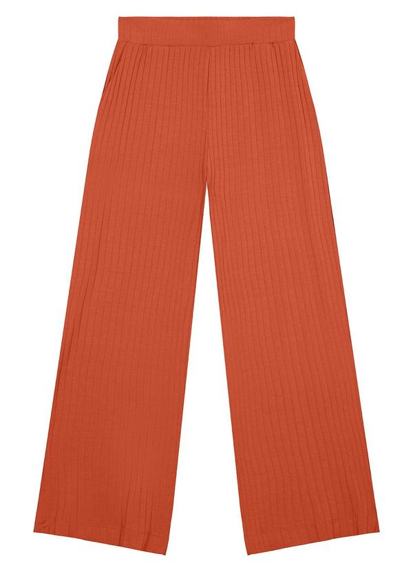 Malwee - Calça Laranja Wide Leg Canelada 3