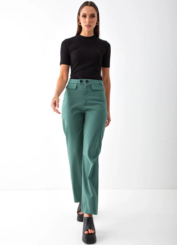 Colcci - Calça Listrada Verde 3