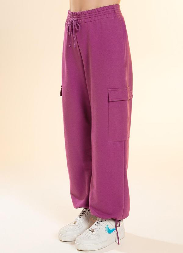 Habana - Calça Parachute Juvenil em Moletom Roxo 1