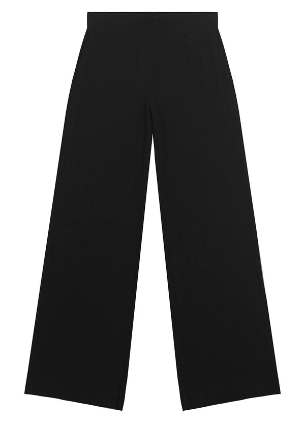 Malwee - Calça Preto Wide Leg Canelada 4